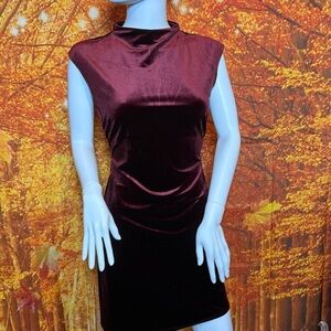 Blu Pepper Burgundy Velvet Mini Dress